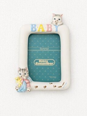 Baby Kitty Photo Frame - Pastel White with Blue & Pink Accents Vintage Schmid